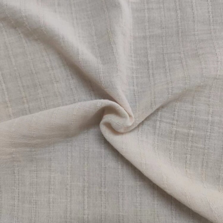 Poly imitert lin Strip Dobby Stoff