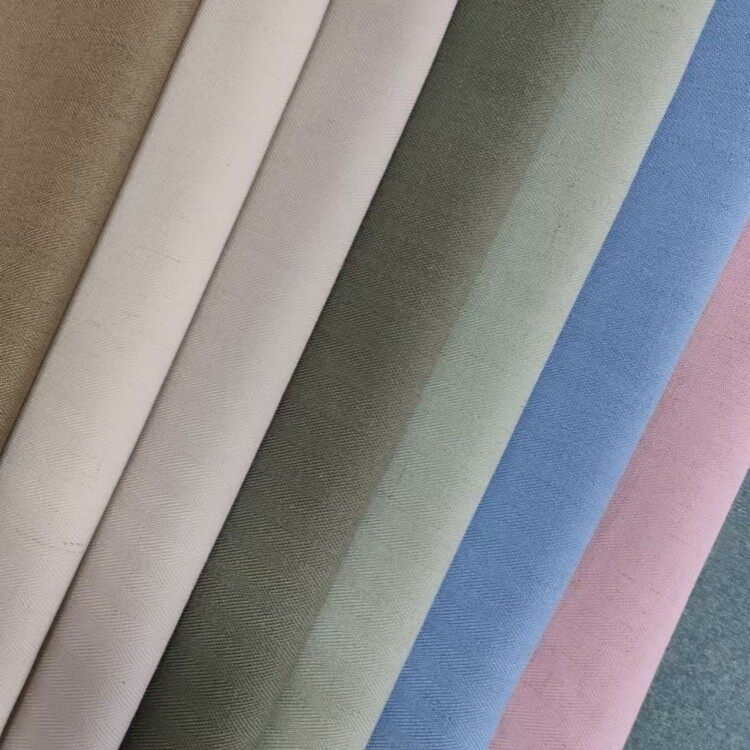 poly linen stretch herringbone fabric 2