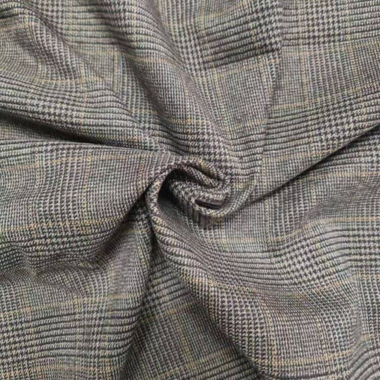 poly rayon stretch check fabric