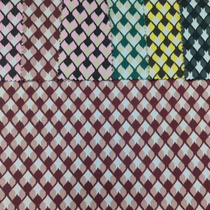 Polyester Stretch Colorful Geometric Knitted Jacquard Fabric