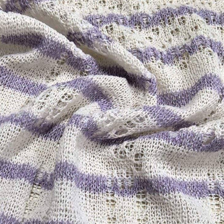 Purple/White Openwork Striped Knit Fabric suppliers