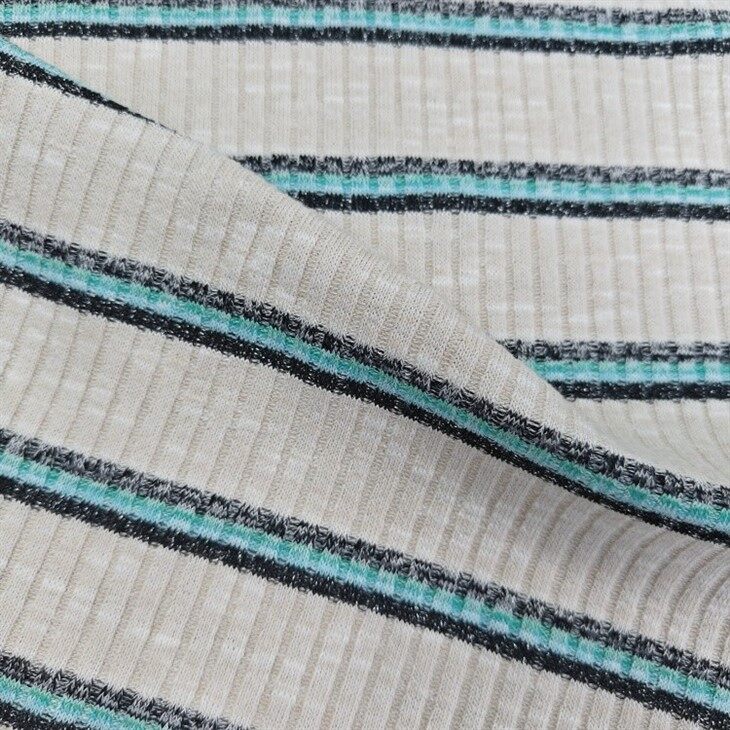 strip rainbow rib knit fabric