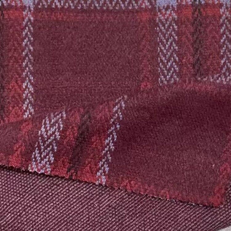 red and blue check overcoat knitted fabric 2