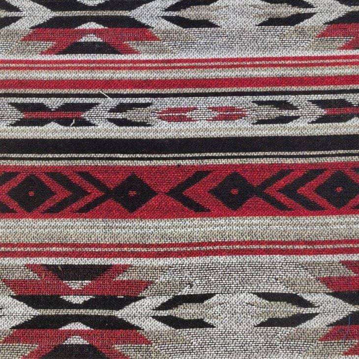 Red Aztec Jacquard Coat Fabric