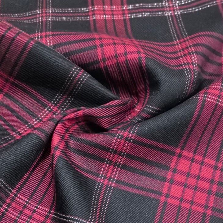 Red Black Check Fabric With Metal Thread suppliers