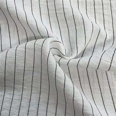 Svart röndótt pólý eftirlíking úr hör efni