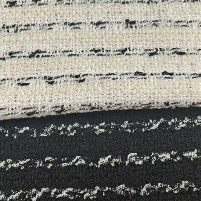 سیاہ سفید دھاری دار بوکل ٹوئیڈ تانے بانے