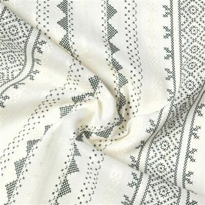 پارچه چاپی هندسی سبز پنبه