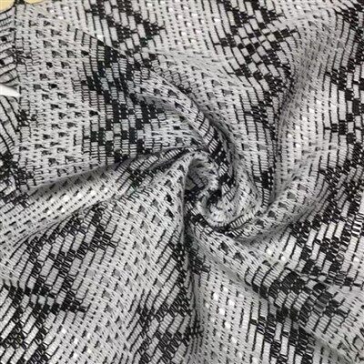 Tejido de crochet ondulado de algodón y poliéster