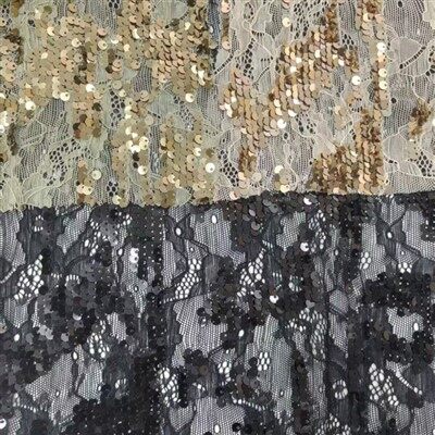 Tecido de bordado de lantejoulas de renda