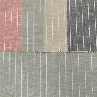 リネンコットン糸染色されたストライプソフトファブリック