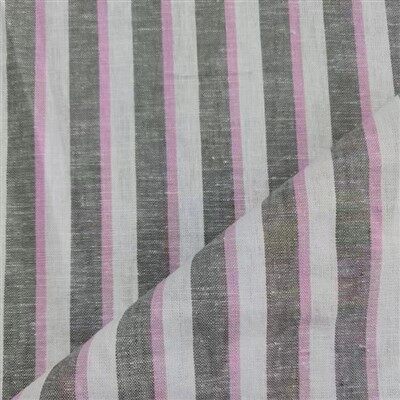 マルチカラーストライプリネンコットン生地