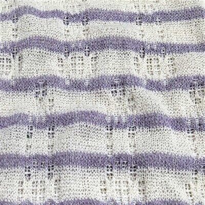 Violetinis/Baltas ažūrinis dryžuotas trikotažo audinys
