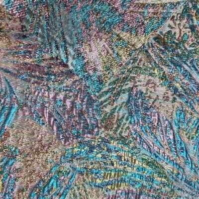 Tela jacquard metalizada floral arcoíris