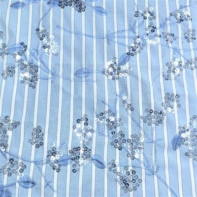 Dryžuotas verpalas{0}}dažytas audinys su siuvinėjimu blizgučiais