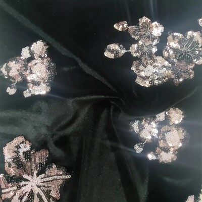 Ткань бархатная с вышивкой пайетками