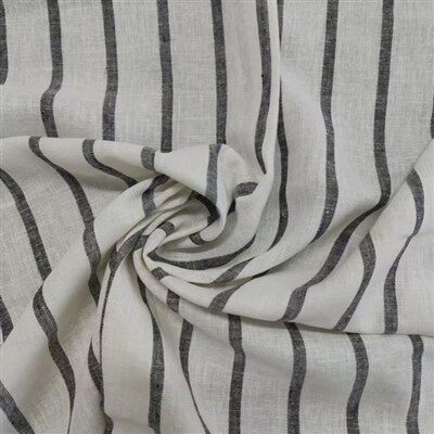 Wit en zwart gestreept linnen rayonstof