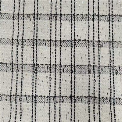 Hvítt sequin plaid tweed efni