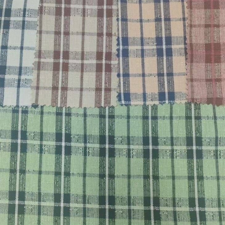Spring And Summer Polyester Viscose Stretch Plaid Fabric