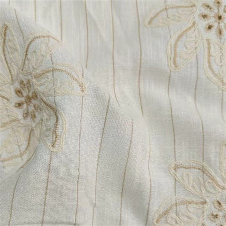 Stripe Floral Embroidery Fabric suppliers