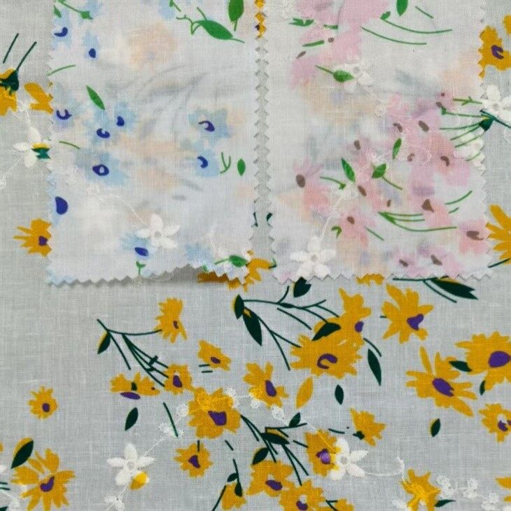 Tencel Linen Floral Print Embroidered Fabric suppliers