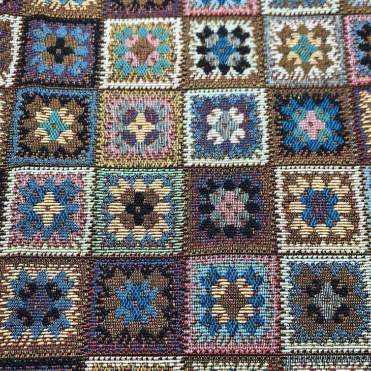 ونٹیج پیچ چیک جیکورڈ تانے بانے