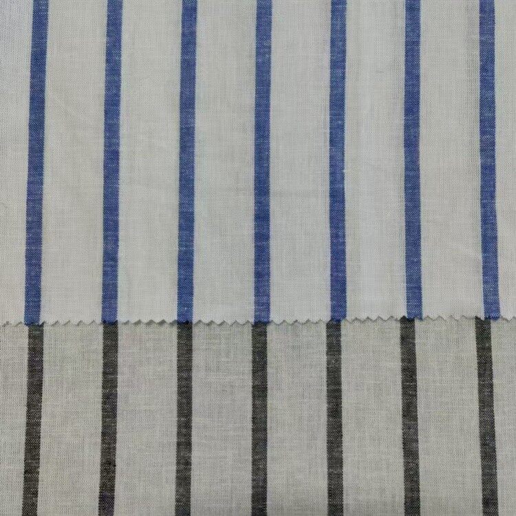 white and black striped linen rayon fabric 2