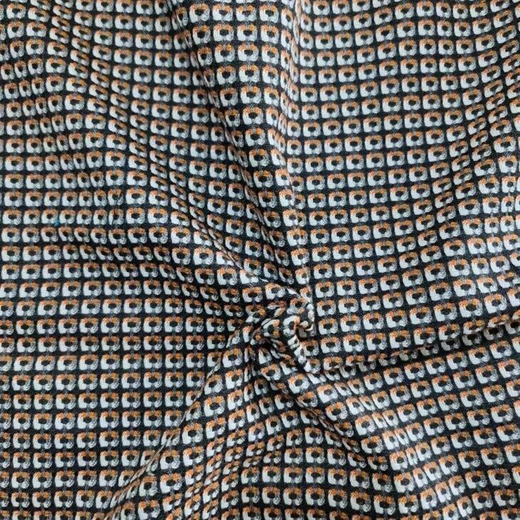 orange and black yarn dye dobby