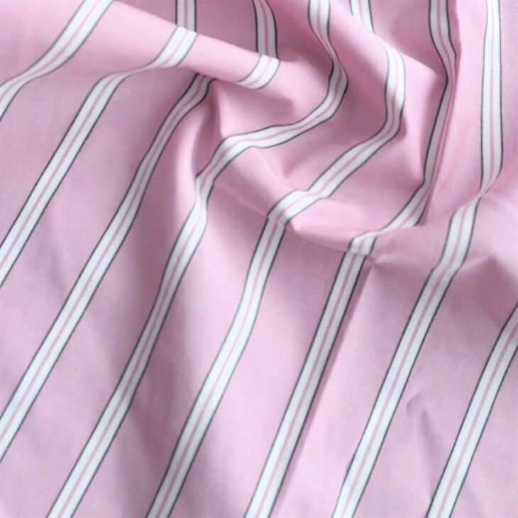 Yarn Dyed Pink White Stripe Fabric