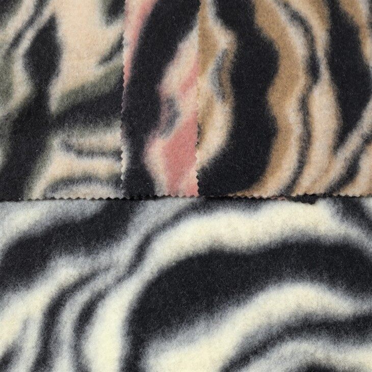 Zebra drukāts mākslīgās vilnas žakarda mētelis audums