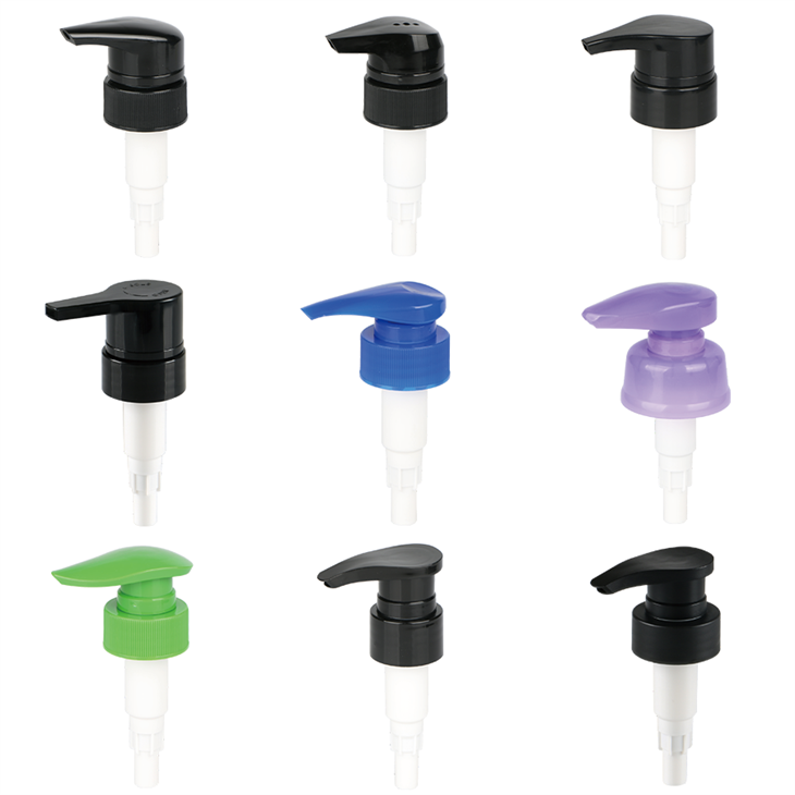 28/410 lotion pump options in black and custom colors for personal care bottles