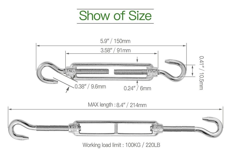304 Stainless Steel Wire Rope Tension Tensioner Bolt