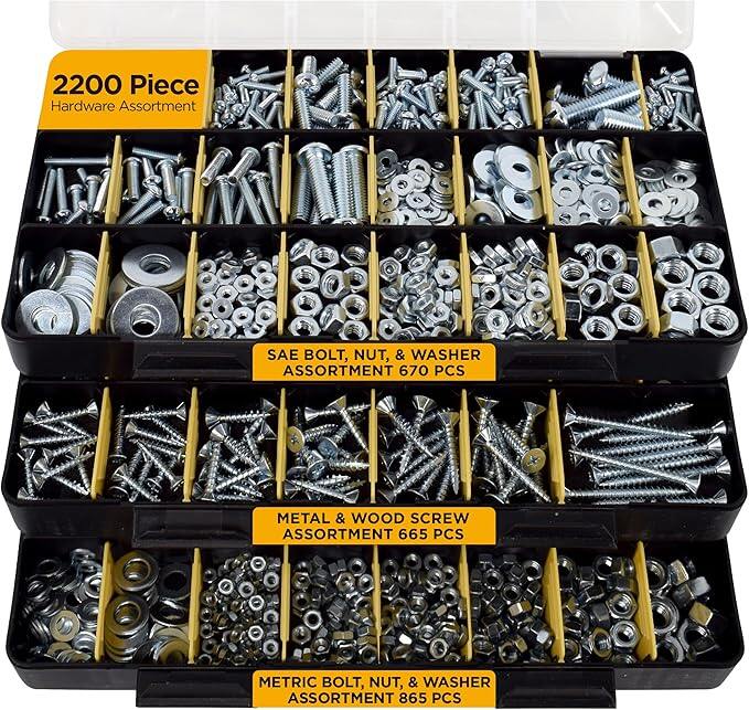 Conjunto de combinações de parafuso, lavadora e nozes