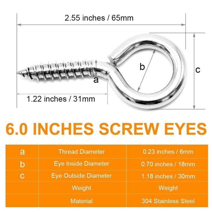 Heavy-Duty Forged Eye Hook Screws – 304/316 Stainless Steel For Rigging & Lifting