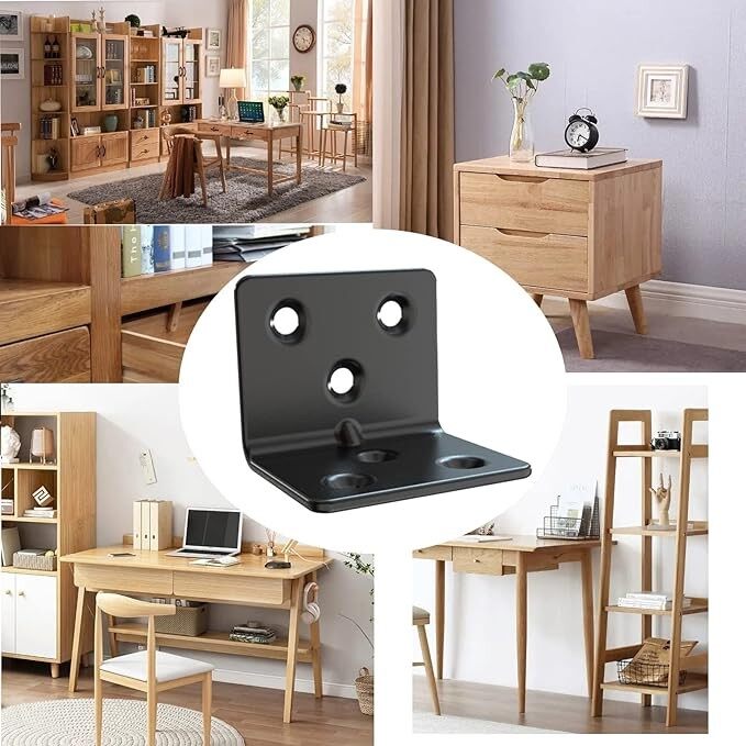 Heavy Duty L-Bracket - Reinforced 90° Angle Iron Bracket For Shelving & Construction