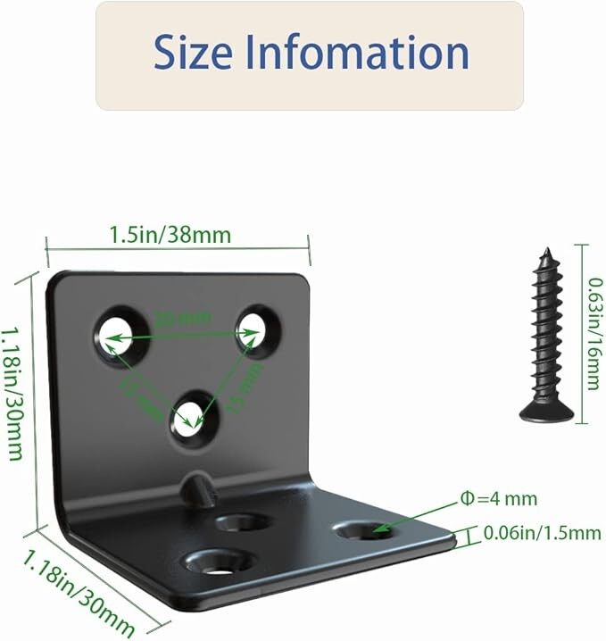 Heavy Duty L-Bracket - Reinforced 90° Angle Iron Bracket For Shelving & Construction