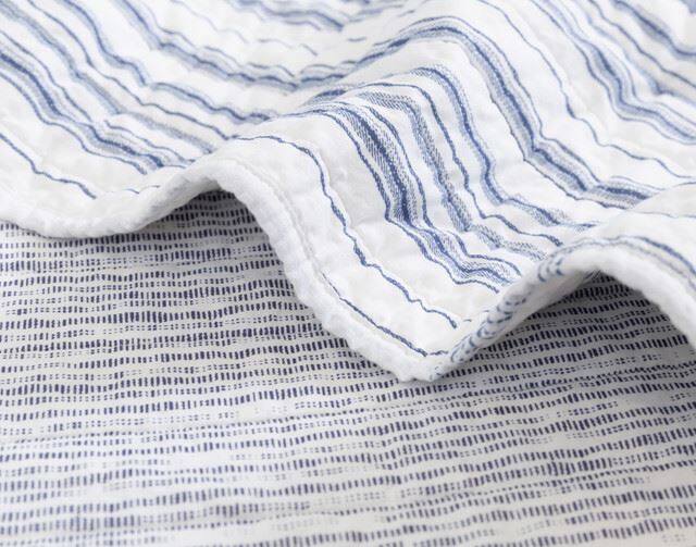 Blue And White Striped Cotton Quilt Set-3