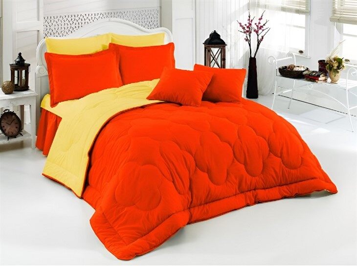 Contrast Color Soft Microfiber Comforter Set-Red & Yellow
