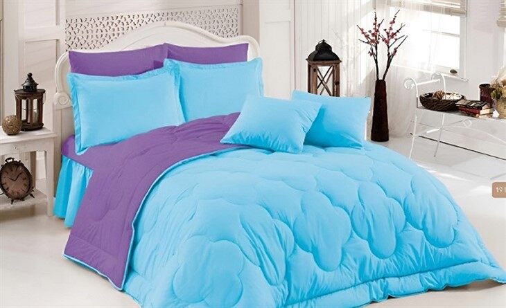 Contrast Color Soft Microfiber Comforter Set-Blue & Purple