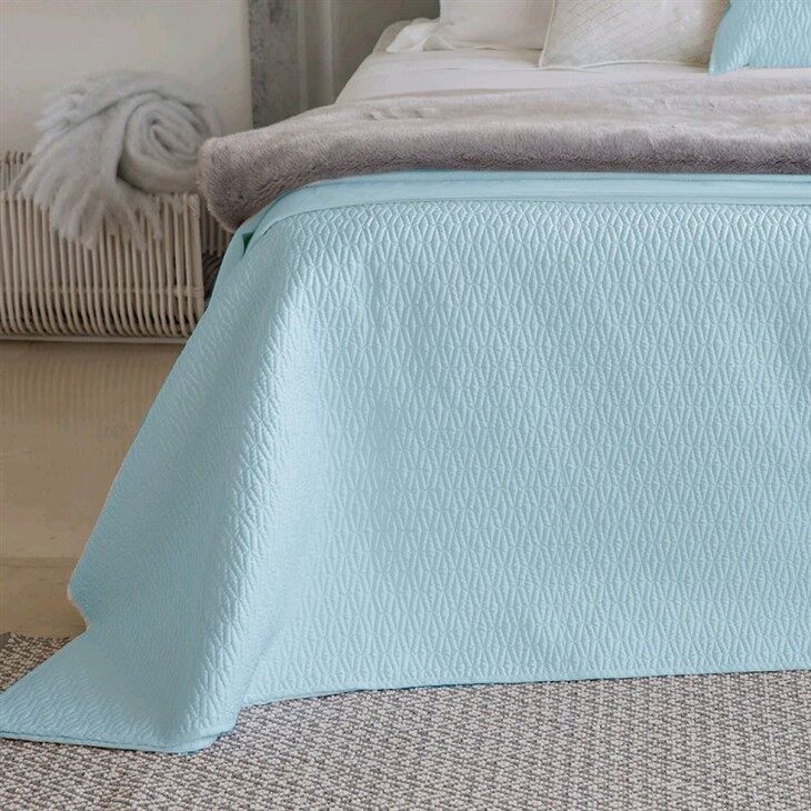 Cotton Embroidered Bedspread-Blue