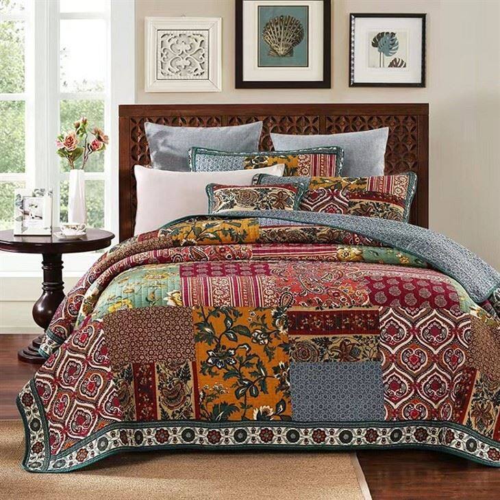 Floral Cotton Patchwork Quilt Set-2