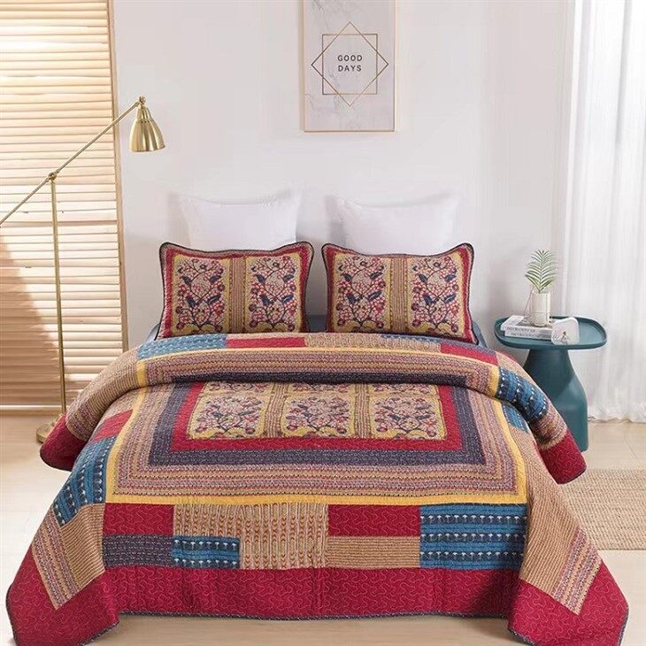 Floral Cotton Patchwork Quilt Set-4