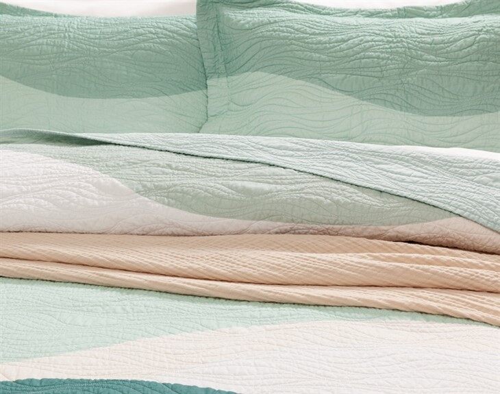 Ocean Waves Print Cotton Quilt Set-1