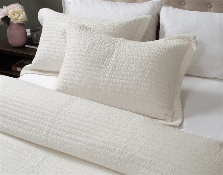 Off-white Stitched Stripe Cotton Quilt Set-1