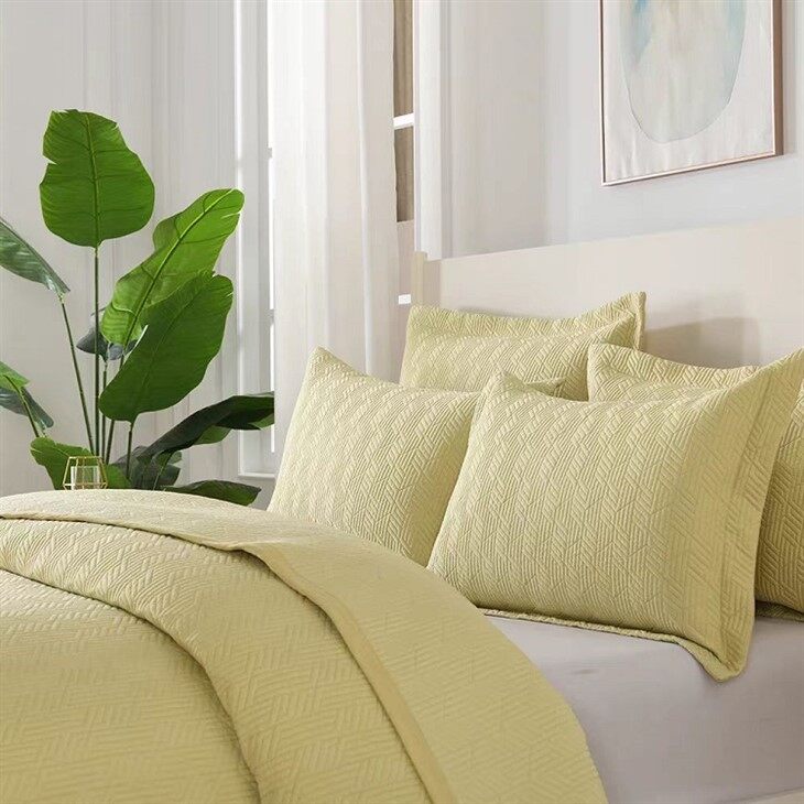 Solid Embroidered Cotton Quilt Set-Autumn Color