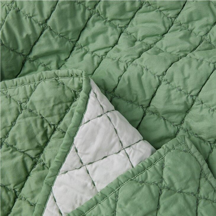 Solid Plaid Prewashed Microfiber Quilt-2