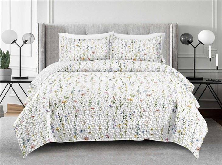 Sweet Floral Printed Cotton Quilt Set-5