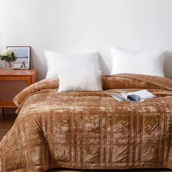 Warm Luxury Greek Velvet Quilt-Rusty Burnt Orange