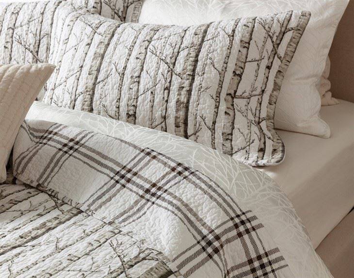 White Birch Pattern Cotton Quilt Set-3