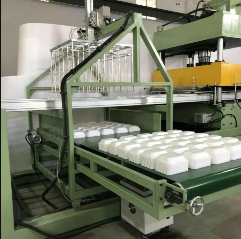 Disposable Foam School Lunch Trays Compartment Plates Food Box Meal Containers Making Machine , PLC Control